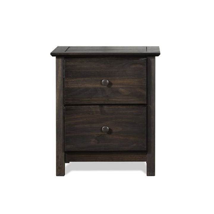 Farmhouse Solid Pine Wood 2 Drawer Nightstand in Espresso - Loft&Timber