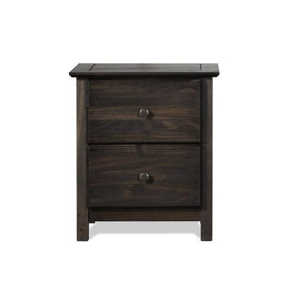 Farmhouse Solid Pine Wood 2 Drawer Nightstand in Espresso - Loft&Timber