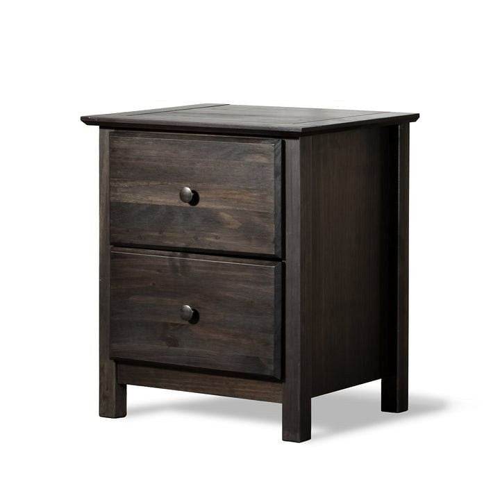 Farmhouse Solid Pine Wood 2 Drawer Nightstand in Espresso - Loft&Timber