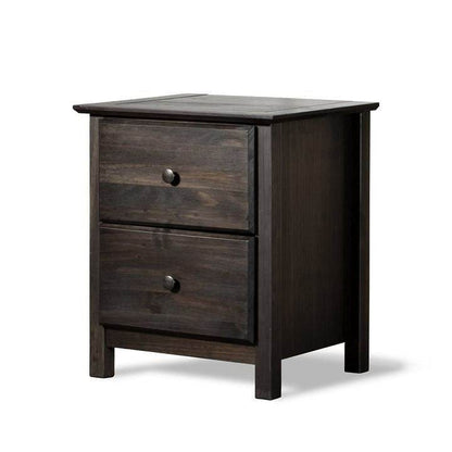 Farmhouse Solid Pine Wood 2 Drawer Nightstand in Espresso - Loft&Timber