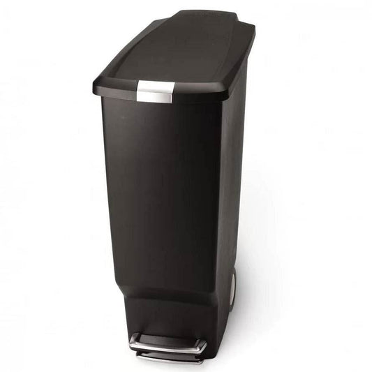 Black 10-Gallon Narrow Kitchen Trash Can with Easy Step-on Lid - Loft&Timber