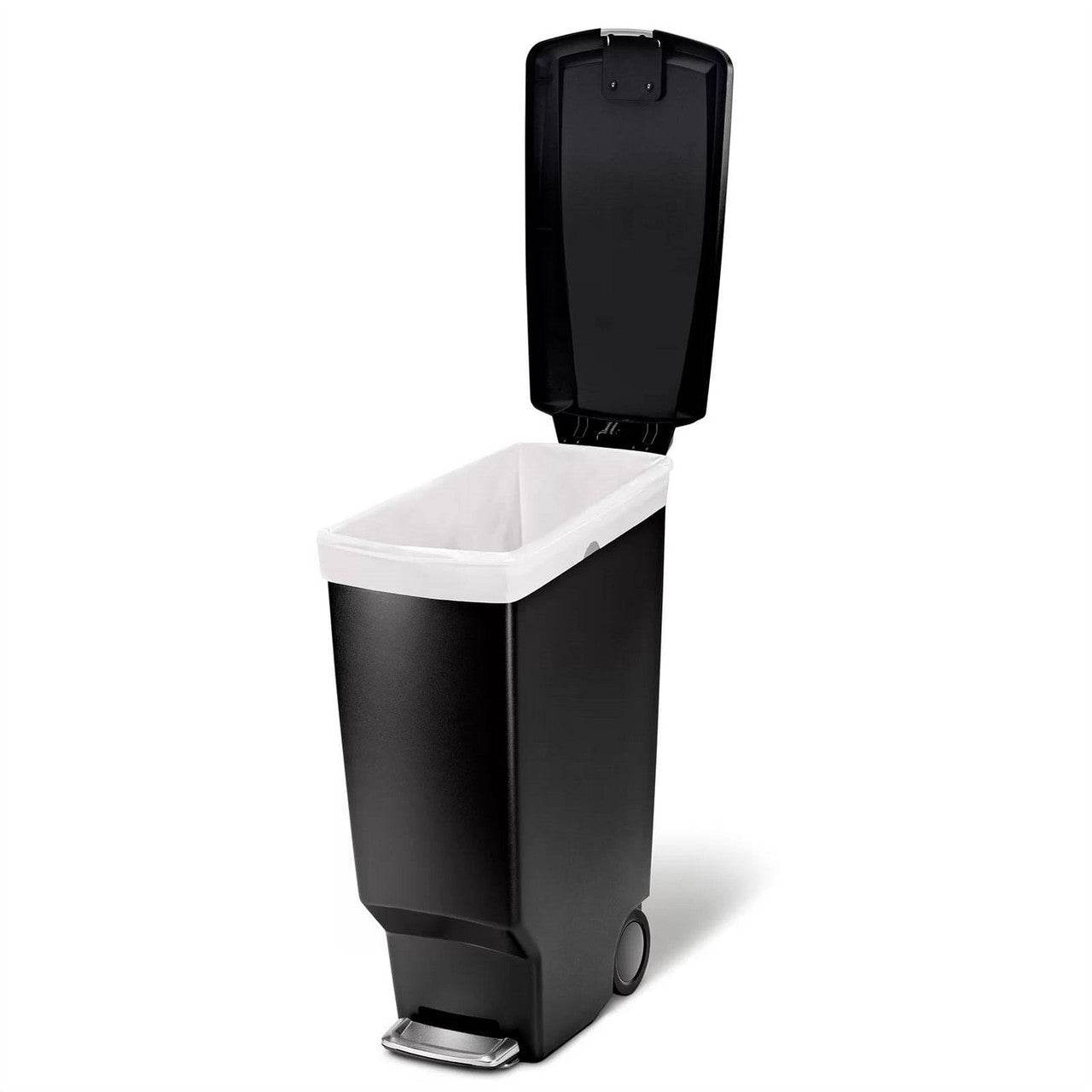 Black 10-Gallon Narrow Kitchen Trash Can with Easy Step-on Lid - Loft&Timber