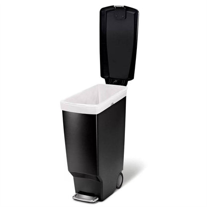 Black 10-Gallon Narrow Kitchen Trash Can with Easy Step-on Lid - Loft&Timber