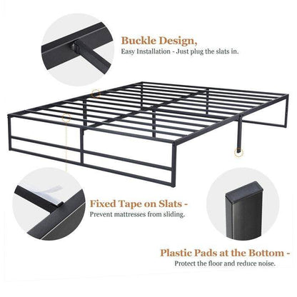 Full Size Black Metal Platform Bed Frame with Under-Bed Storage Space - Loft&Timber