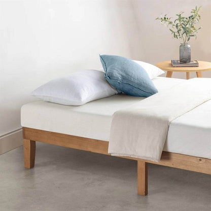 Full size Solid Wood Platform Bed Frame in Natural Wooden Finish - Loft&Timber