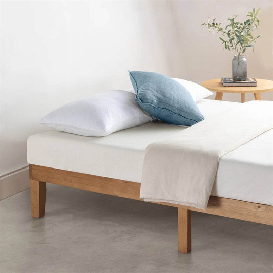 Full size Solid Wood Platform Bed Frame in Natural Wooden Finish - Loft&Timber