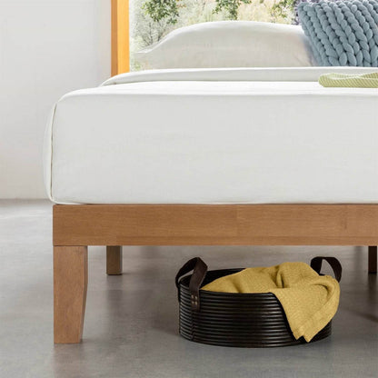 Full size Solid Wood Platform Bed Frame in Natural Wooden Finish - Loft&Timber