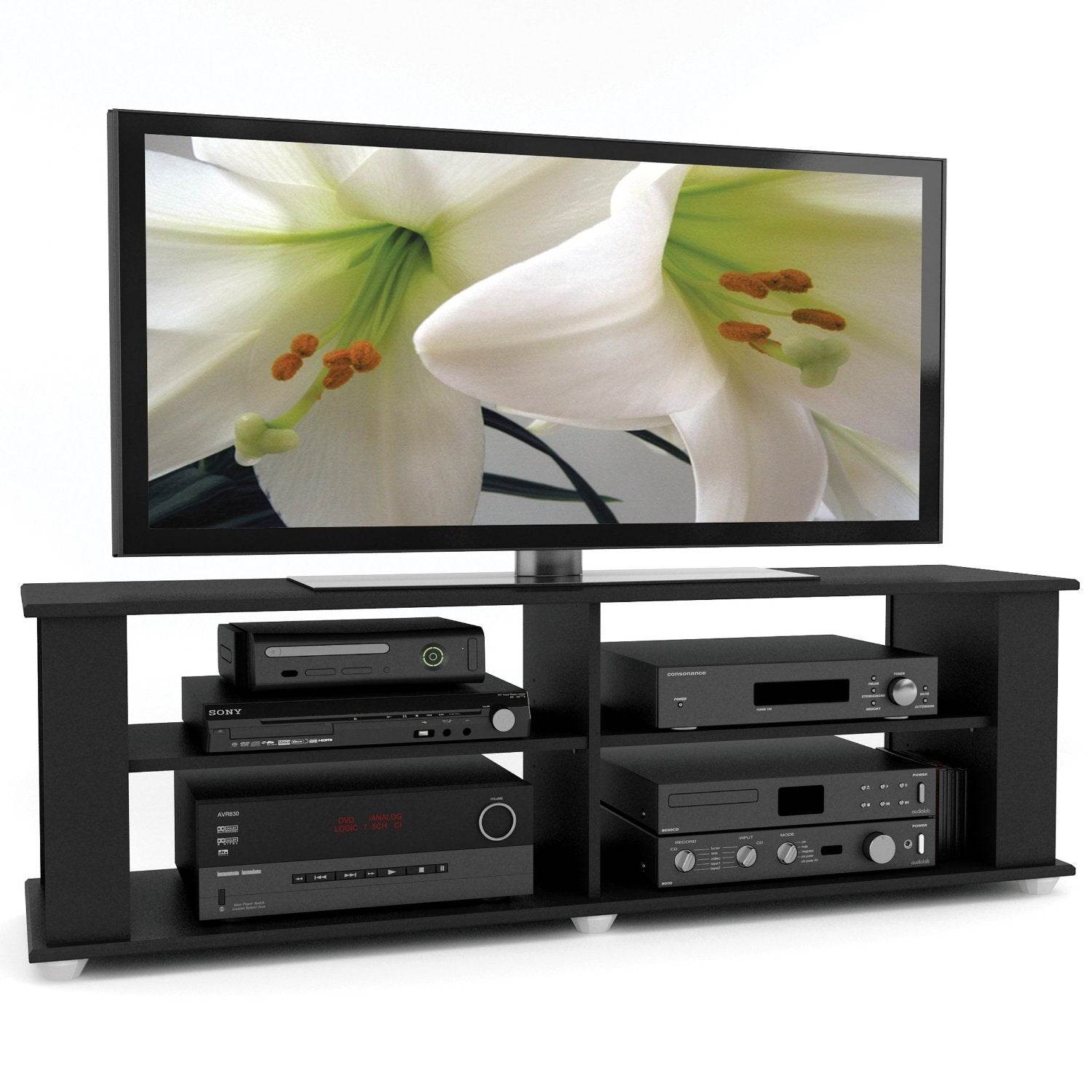 Modern Black TV Stand - Fits up to 68-inch TV - Loft&Timber