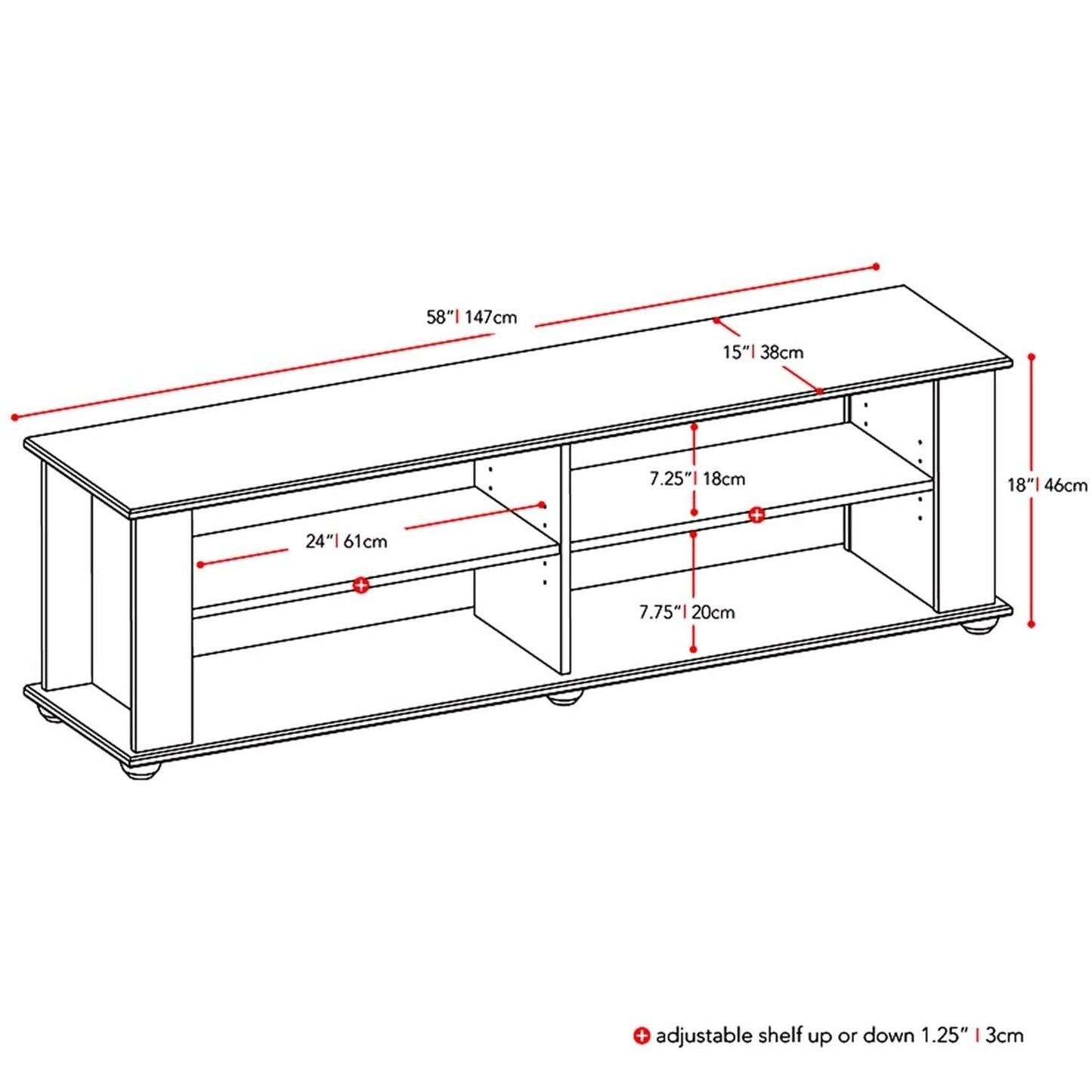 Modern Black TV Stand - Fits up to 68-inch TV - Loft&Timber