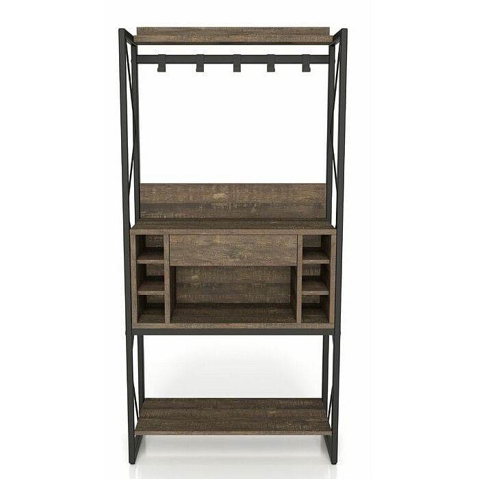 Farmhouse Oak Iron Baker's Wine Storage Rack - Loft&Timber