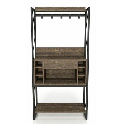 Farmhouse Oak Iron Baker's Wine Storage Rack - Loft&Timber