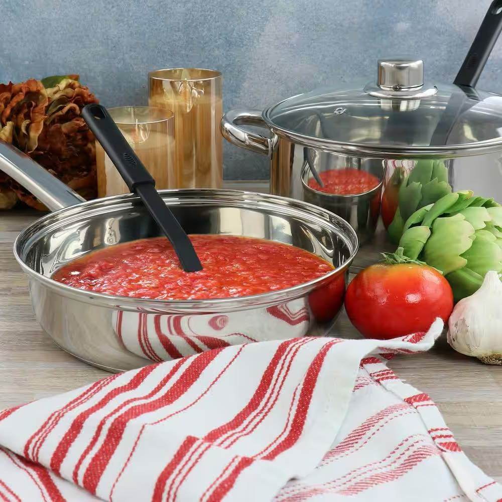 5-Piece Stainless Steel Cookware Set with 4-Qt. Dutch Oven Saucepan and Spatula - Loft&Timber