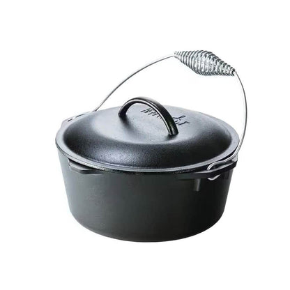 5-Quart Seasoned Cast Iron Dutch Oven with Lid and Spiral Wire Handle - Loft&Timber