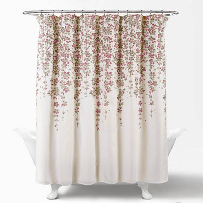 72-inch Tan Purple Grey Floral Flowers Shower Curtain - Loft&Timber