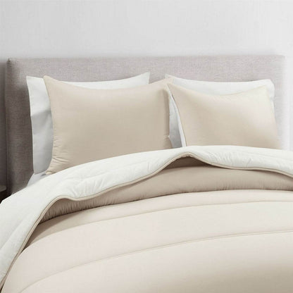 Full/Queen Soft Lightweight Reversible Quilted Comforter Set in White/Beige - Loft&Timber