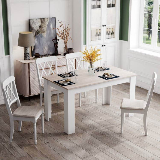 47-inch Kitchen Dining Table or Computer Desk in White Light Grey Wood Finish - Loft&Timber