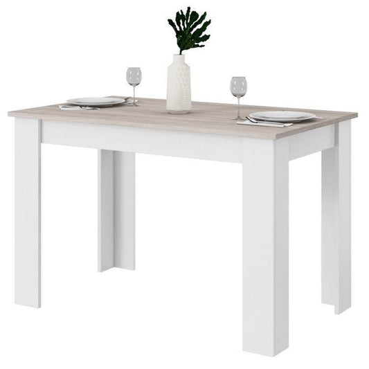 47-inch Kitchen Dining Table or Computer Desk in White Light Grey Wood Finish - Loft&Timber