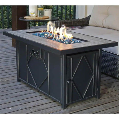 42-inch Outdoor Propane Gas Fire Pit Patio Table with Blue Fire Glass - Loft&Timber