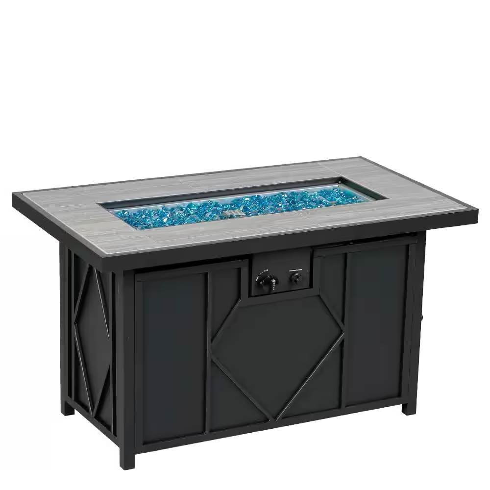 42-inch Outdoor Propane Gas Fire Pit Patio Table with Blue Fire Glass - Loft&Timber