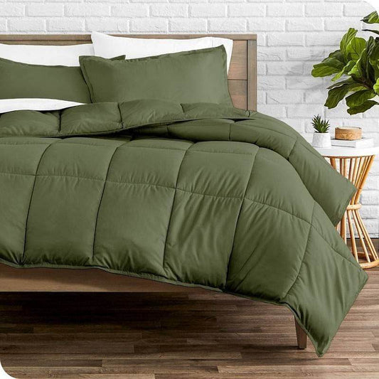 Full/Double size Super Soft Down Alternative Comforter Set in Olive Green - Loft&Timber