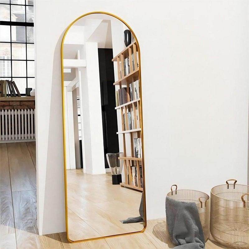 Gold Large Full Length Rounded Leaning Wall or Hanging Mirror - Loft&Timber