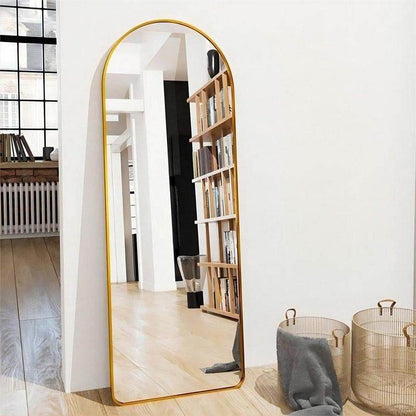Gold Large Full Length Rounded Leaning Wall or Hanging Mirror - Loft&Timber