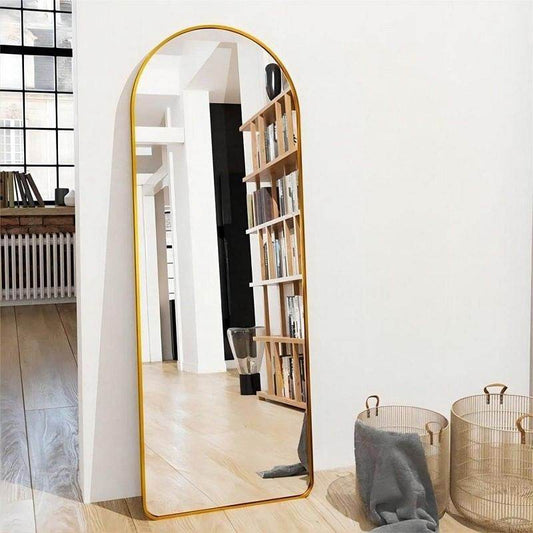 Gold Large Full Length Rounded Leaning Wall or Hanging Mirror - Loft&Timber