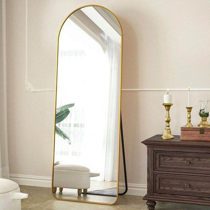 Gold Large Full Length Rounded Leaning Wall or Hanging Mirror - Loft&Timber