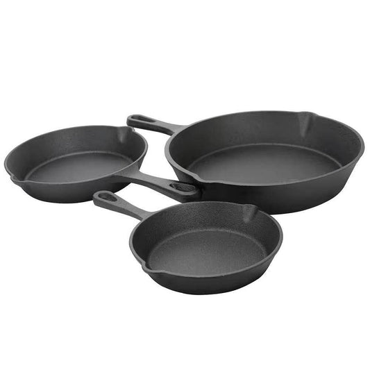 3-Piece Cast Iron Cookware Set with 8-inch 6-inch and 10-inch Skillet Frying Pan - Loft&Timber