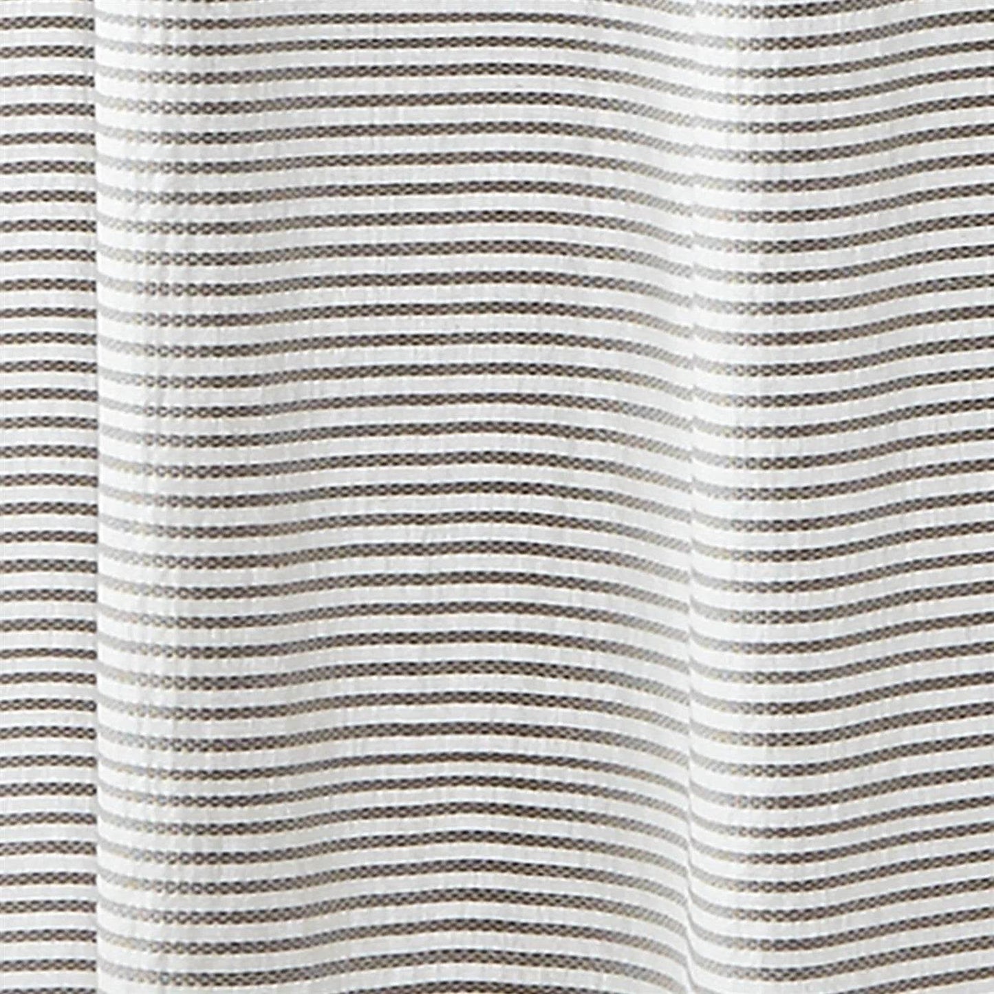 72-inch Grey and White Stripes Cotton Shower Curtain with Tassels - Loft&Timber