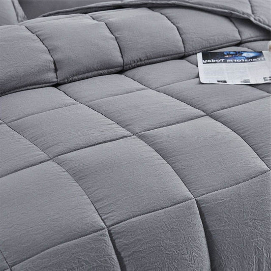 Queen Size Grey 3 Piece Microfiber Reversible Comforter Set - Loft&Timber