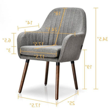 Set of 2 Retro Grey Linen Upholstered Accent Chair with Stylish Wood Legs - Loft&Timber