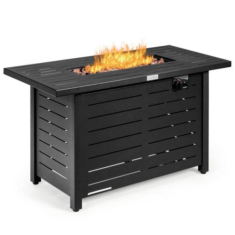 60,000 BTU Brown Rectangular Portable LP Gas Propane Fire Pit Table - Loft&Timber