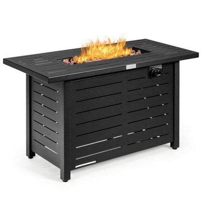 60,000 BTU Brown Rectangular Portable LP Gas Propane Fire Pit Table - Loft&Timber