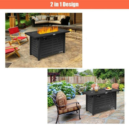 60,000 BTU Brown Rectangular Portable LP Gas Propane Fire Pit Table - Loft&Timber