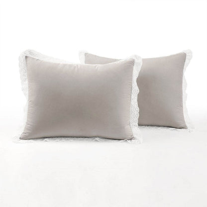 King French Country Grey 5-Piece Lightweight Comforter Set with Lace Trim - Loft&Timber