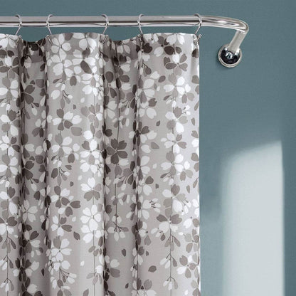 72-inch Grey White Floral Vines and Flowers Shower Curtain - Loft&Timber