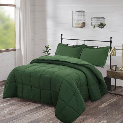 Queen Size Green 3 Piece Microfiber Reversible Comforter Set - Loft&Timber