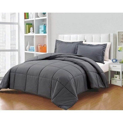 Queen Size Reversible Microfiber Down Alternative Comforter Set in Grey - Loft&Timber