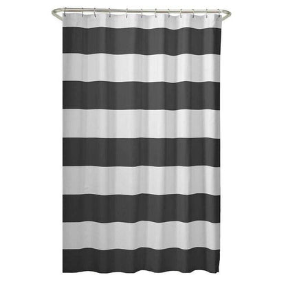 72 x 70 inch Polyester Grey White Nautical Ocean Beach Striped Shower Curtain - Loft&Timber