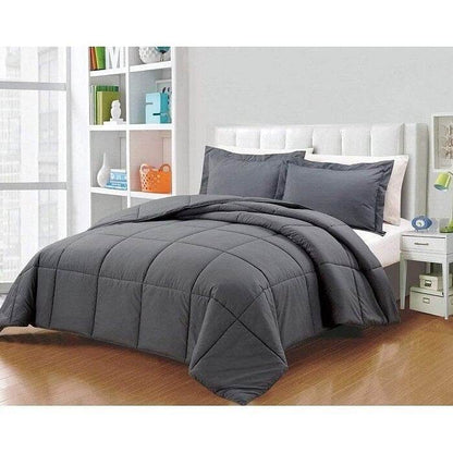 Twin Size Reversible Microfiber Down Alternative Comforter Set in Grey - Loft&Timber
