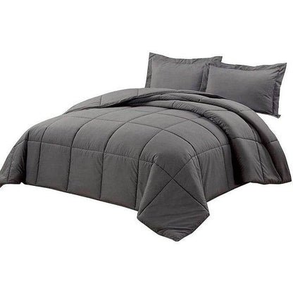 Twin Size Reversible Microfiber Down Alternative Comforter Set in Grey - Loft&Timber