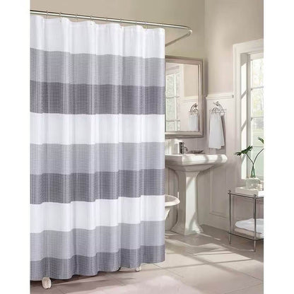 72-inch Grey White Striped Luxurious Textured Polyester Fabric Shower Curtain - Loft&Timber