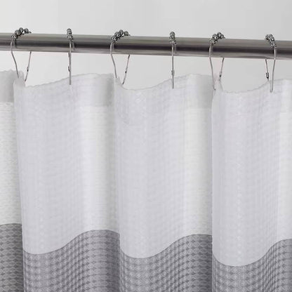 72-inch Grey White Striped Luxurious Textured Polyester Fabric Shower Curtain - Loft&Timber