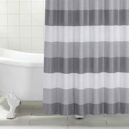 72-inch Grey White Striped Luxurious Textured Polyester Fabric Shower Curtain - Loft&Timber