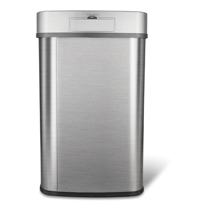 Grey 13-Gallon Stainless Steel Kitchen Trash Can with Motion Sensor Lid-2
