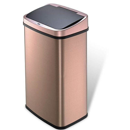 Gold Copper 13-Gallon Stainless Steel Kitchen Trash Can with Motion Sensor Lid - Loft&Timber