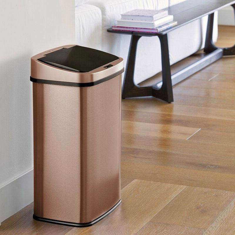 Gold Copper 13-Gallon Stainless Steel Kitchen Trash Can with Motion Sensor Lid - Loft&Timber