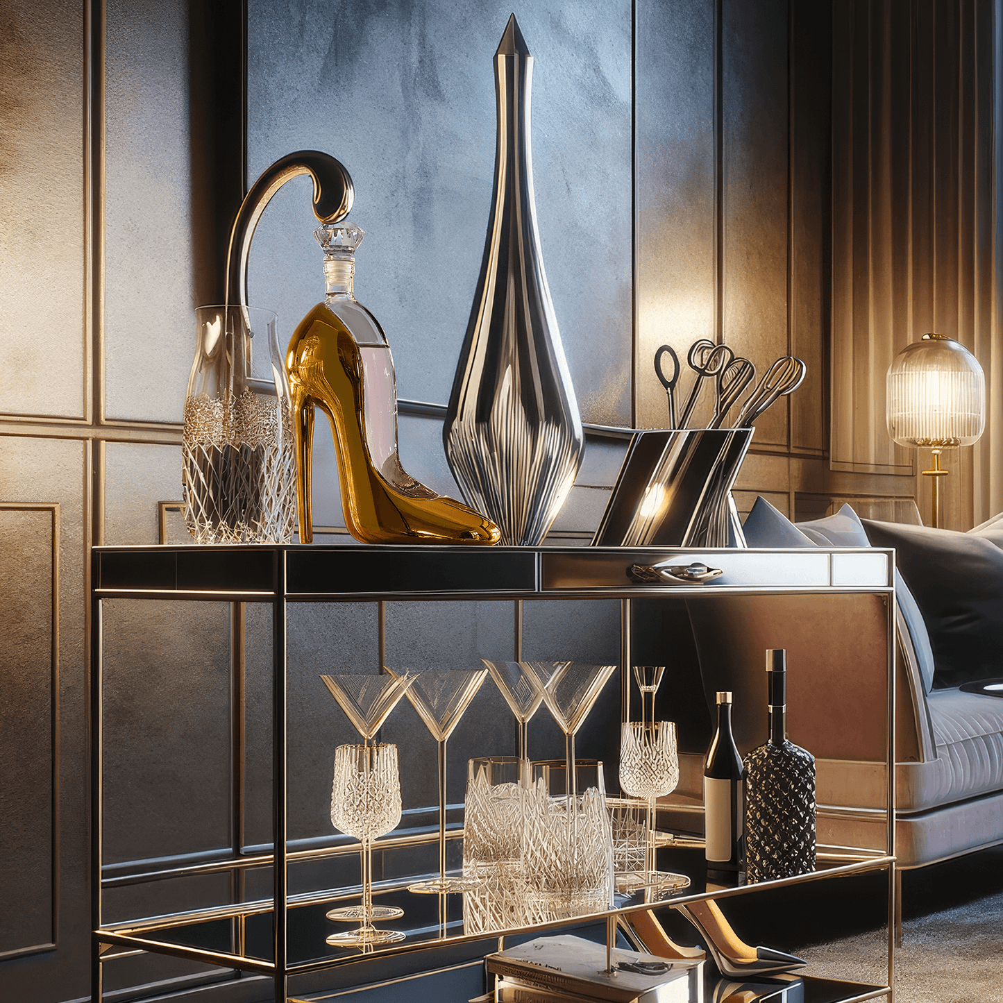 Gold Heel Stiletto High Heels Shape Decanter Whiskey and Wine Decanter with Stopper - High Heel Decanter for Wine Liquor Bourbon Tequila, Elegant Decanter Gifts for Women - Copyright Design - Loft&Timber