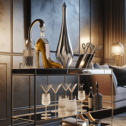 Gold Heel Stiletto High Heels Shape Decanter Whiskey and Wine Decanter with Stopper - High Heel Decanter for Wine Liquor Bourbon Tequila, Elegant Decanter Gifts for Women - Copyright Design - Loft&Timber